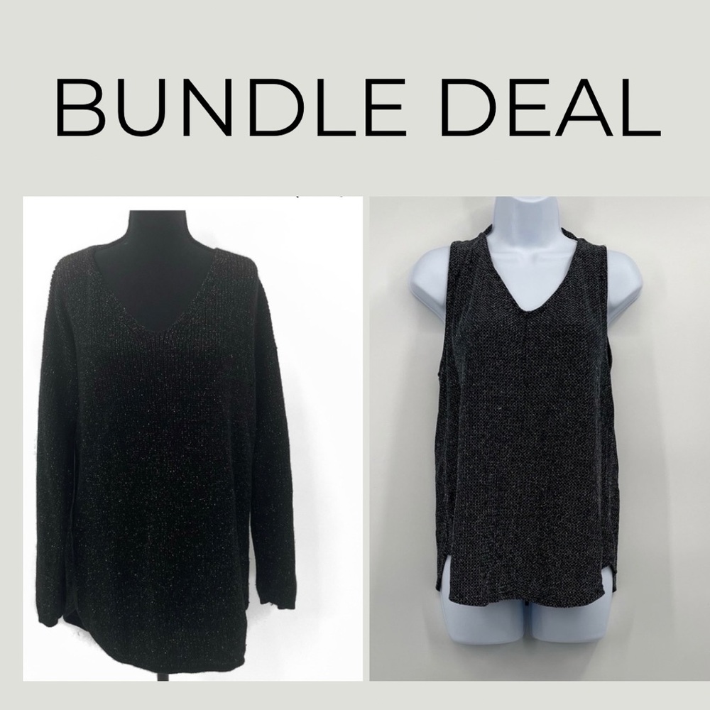 Metallic Tops Bundle (2) | Shimmer Pullover + Tank | Dressy Night Out XL
